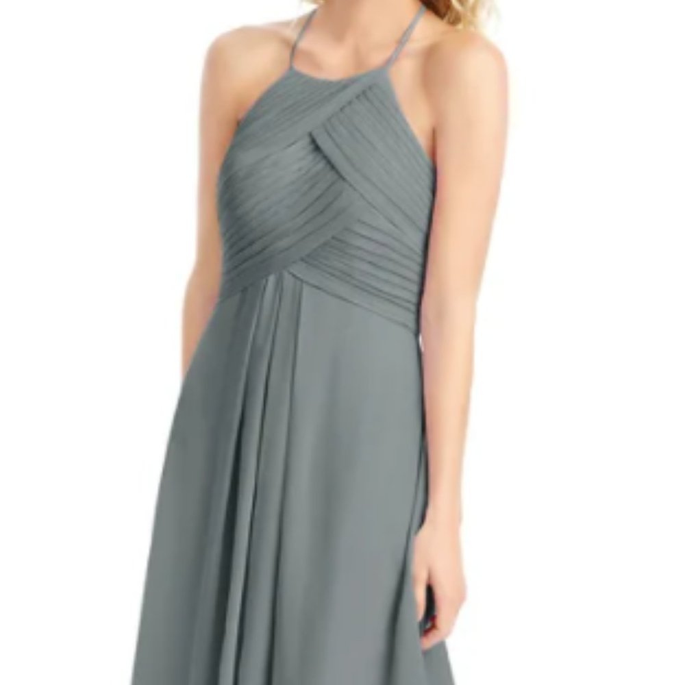 Azazie Ginger Dress in Steel Grey, Size A0